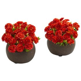 Japanese Arrangement in Brown Planter (Set of 2) (size: 5")