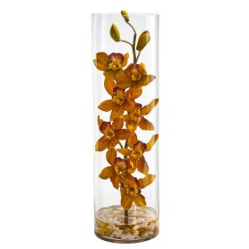 Cymbidium Orchid Artificial Arrangement in Vase (size: 20")