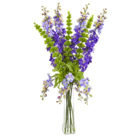Delphinium and Bell of Ireland Artificial Arrangement (size: 34")