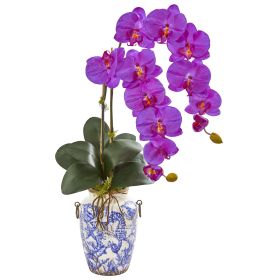 Phalaenopsis Orchid Artificial Arrangement in Vase (size: 31")