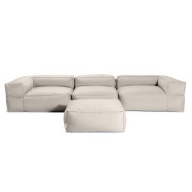 Baya 4 Piece Outdoor Sofa with Ottoman (Option: Luxurious European Style Soft Seating Silver)