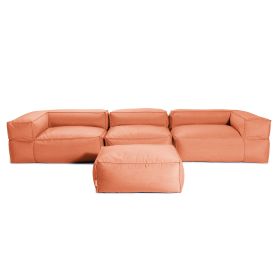 Baya 4 Piece Outdoor Sofa with Ottoman (Option: Luxurious European Style Soft Seating Coral)