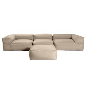 Baya 4 Piece Outdoor Sofa with Ottoman (Option: Luxurious European Style Soft Seating Ash)