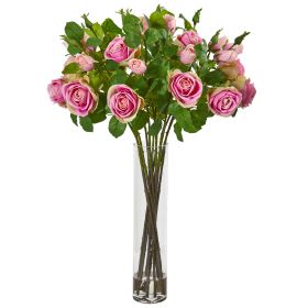 Rose Artificial Arrangement in Cylinder Vase (size: 34")