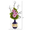 Anemone and Lotus Leaf Artificial Arrangement in Vase