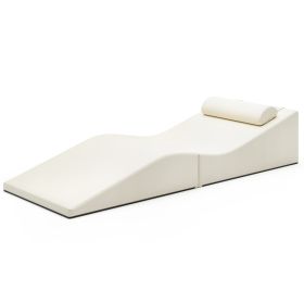Jaxx Clermont Sun Lounger  Luxurious Waterproof Poolside Lounge & Outdoor Chaise (Option: Marine Vinyl White)