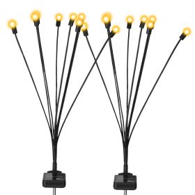 2Pcs Solar Firefly Lights Swaying Decorative Pathway Lamp IP65 Waterproof Landscape Patio Yard Night Light (Option: Warm  GPCT3811)