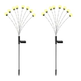 2Pcs Solar Firefly Lights Swaying Decorative Pathway Stake Lamp IP65 Waterproof Landscape Patio Yard Night Light (Option: White  GPCT4176)