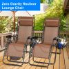 2Packs Zero Gravity Lounge Chair w/ Dual Side Tray 330lbs Load Foldable Recliner Chair w/ Stress Relief Pillow Patio Poolside Beach Lying Chair