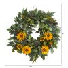 Mixed Greens and Zinnia Artificial Wreath