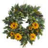 Mixed Greens and Zinnia Artificial Wreath