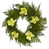 Mixed Fern and Cymbidium Orchid Artificial Wreath