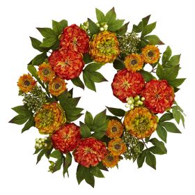 Peony and Mum Wreath (size: 24")