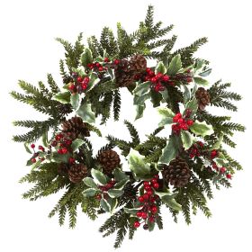 Holly Berry Wreath (size: 22")