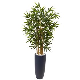 Bamboo Tree in Gray Cylinder Planter (size: 4')