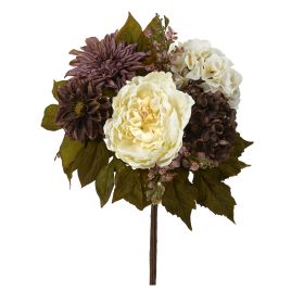 Peony Hydrangea and Dahlia Flower Bouquet (Set of 2) (size: 16")