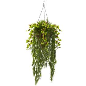 Bamboo & Dendrobium Hanging Basket (Color: Green, size: 40")