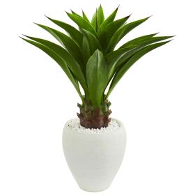 Agave Artificial Plant in White Planter (size: 3')