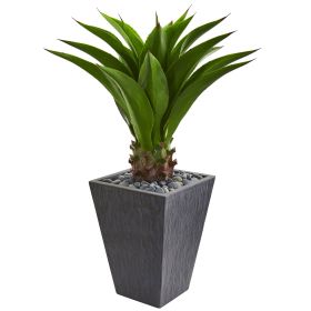 Agave Artificial Plant in Slate Finished Planter (size: 3')