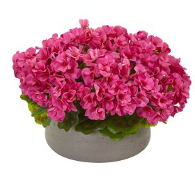 Geranium Artificial Plant in Stone Planter UV Resistant (size: 12")
