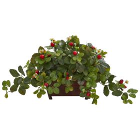 Strawberry Artificial Plant in Decorative Planter (size: 15")