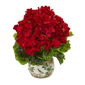 Geranium Plant in Vase UV Resistant (Indoor/Outdoor) (size: 12")