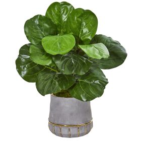 Fiddle Leaf Artificial Plant in Stoneware Planter (size: 23")