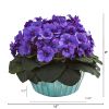 African Violet Artificial Plant in Turquoise Vase