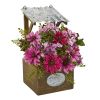 Mixed Daisy Artificial Plant in Tin Roof Planter