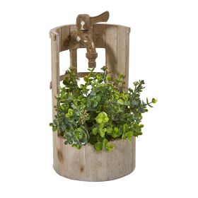 Eucalyptus and Sedum Artificial Plant in Faucet Planter (size: 12")