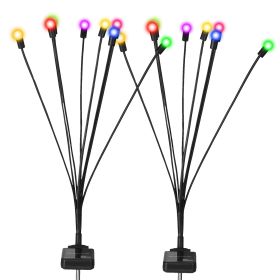2Pcs Solar Firefly Lights Swaying Decorative Pathway Lamp IP65 Waterproof Landscape Patio Yard Night Light (Option: Color  GPCT3811)