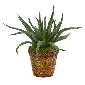 Aloe Artificial Plant in Basket (size: 16")