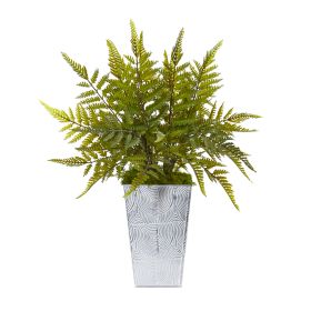 Fern Artificial Plant in Planter (size: 15")