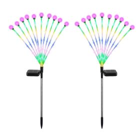 2Pcs Solar Firefly Lights Swaying Decorative Pathway Stake Lamp IP65 Waterproof Landscape Patio Yard Night Light (Option: Colorful)