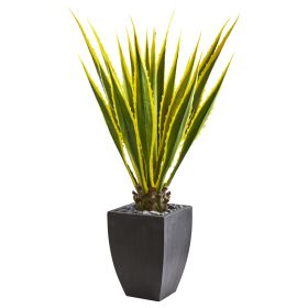 Agave Artificial Plant in Black Planter (size: 4')