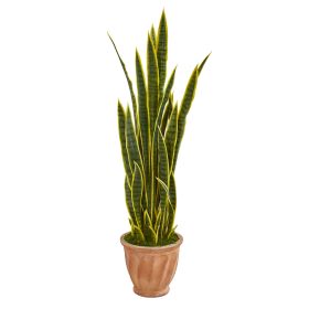 Sansevieria Artificial Plant in Terra Cotta Planter (size: 50")