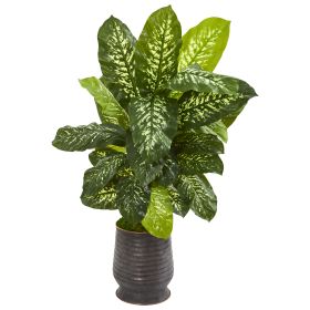 Dieffenbachia Artificial Plant in Planter (Real Touch) (size: 4')