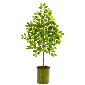 Lemon Artificial Tree in Green Planter (size: 55")