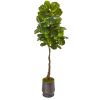Fiddle Leaf Tree in Ribbed Metal Planter (Real Touch)