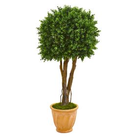 Boxwood Topiary Tree in Planter UV Rest (Indoor/Outdoor) (size: 50")