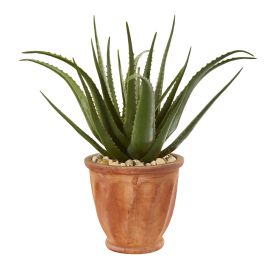 Aloe Artificial Plant in Terra Cotta Planter (size: 27")