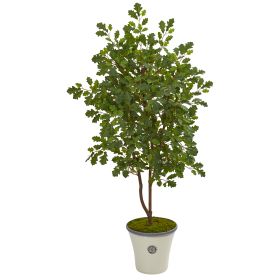 Oak Artificial Tree in Decorative Planter (size: 53")