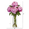 Peony Artificial Arrangement in Glass Vase