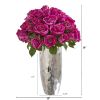 Rose Artificial Arrangement in Silver Vase