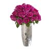 Rose Artificial Arrangement in Silver Vase