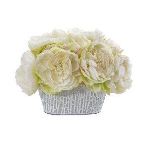 Peony Artificial Arrangement in Decorative Vase (size: 8")