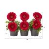 Gerber Daisy Artificial Arrangement in Trio Metal Vase
