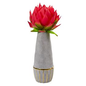 Musella Arrangement in Oval Vase with Gold Trimming (size: 23")