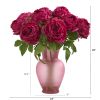 Peony Artificial Arrangement in Rose Colo Red Vase