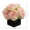 Peony Artificial Arrangement in Black Vase